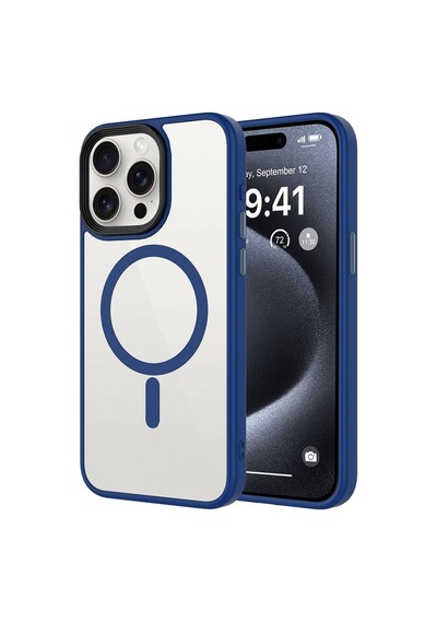 Apple iPhone Uyumlu 15 Pro Max Mat Arka Yüzey Wireless Şarj Özellikli Dreamcase Flet Magsafe Kapak midnig