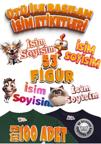 Kıyafet Etiketi - Okul Kıyafet Kumaş Etiketi Kreş Anaokulu İlkokul Kıyafet Kumaş Etiketi Set09 Karışık