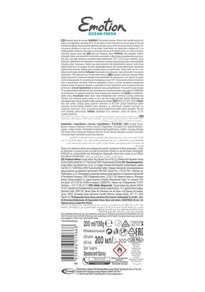 Emotion Ocean Fresh Kadın Sprey Deodorant 6 x 200 ML