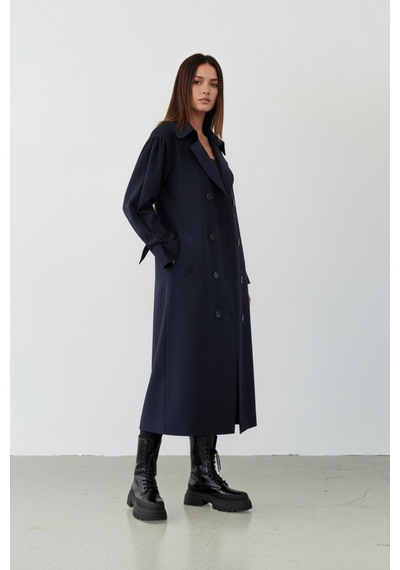 Durivya Reglan Kol Oversize Trençkot Lacivert