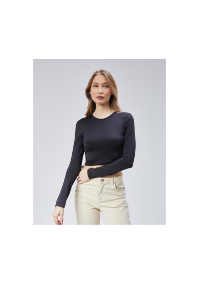 Virago 2'li Soft Touch Yuvarlak Yaka Crop Uzun Kol Bluz/body Siyah - 687153485 Siyah - 687153485 Siyah