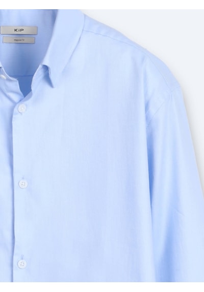 Kip Mavi Çizgili Regular Fit Uzun Dokuma Casual %100 Pamuk Gömlek