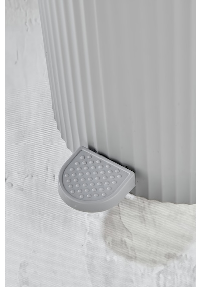 Este - Yuvarlak Pedallı Çöp Kovası - Çizgili Kapaklı - Banyo Mutfak Gri