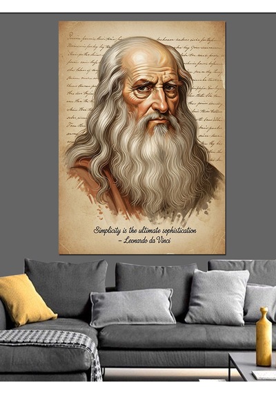 Leonardo Da Vinci Ve "sadelik En Üst Düzey Karmaşıklıktır"sözü Dekoratif Kanvas - Mdf Ahşap Tablo