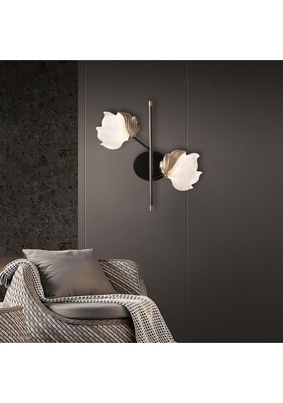 Taran Siyah Gold 2'li 10 Watt Çiçek Desenli Modern Ledli Aplik Gold