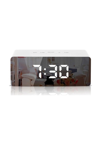 Gplus W561 Çift Alarmlı LCD Dijital Göstergeli Termometreli Aynalı Masa Saati