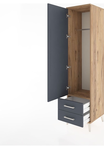 Hyperion Dolap Tek Raflı 2 Çekmeceli Tek Askılı 44x44x182 Çam... Çam Hyperion Dolap Tek Raflı 2 Çekmeceli Tek Askılı 44x44x182 Çam... Çam