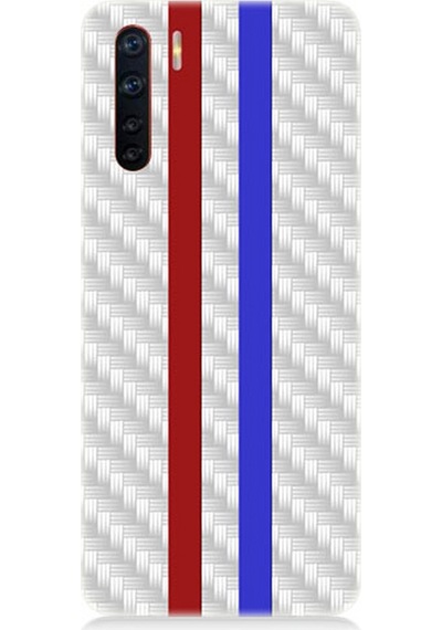 Oppo Reno 3 Uyumlu Silikon Kılıf Bordo Mavi Metal Desen