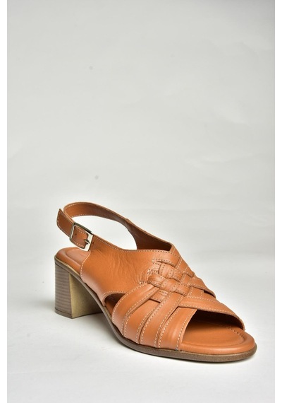 Fox Shoes P555453803 Taba Hakiki Deri Kalın Topuklu Kadın Sandalet Taba-hakiki Deri Taba
