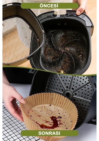 Mithra Life 50'li Hava Fritözü Pişirme Kağıdı Kalıbı Yağ Geçirmez Tek Kullanımlık Mıt1170