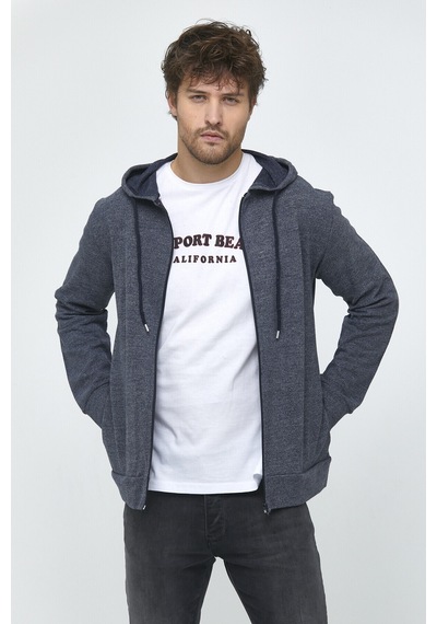 Erkek Kapşonlu Regular Fit Yan Cepli Hırka Spr 20k62 001