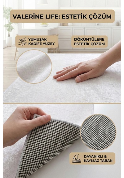 Valerine Life Mutfak Yolluğu Halısı Home Tezgah Önü Paspası İkili Kilim Takımı Döküntülere Estetik Ç Siyah