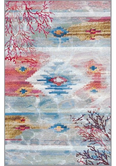 Rovigo Home Dijital Baskı Yıkanabilir Kaymaz Taban Salon Halısı  RVG1781 Çok Renkli