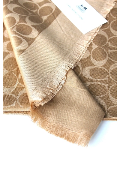 Miorel Scarfs C Desen Çift Taraflı Kaşmir İpek Şal 4 Mevsim Pamuk Şal Gold