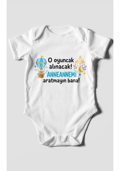 Morivokids Anneanneye Özel Kısa Kollu Bebek Body %100 Pamuk Zbn285-kk Beyaz