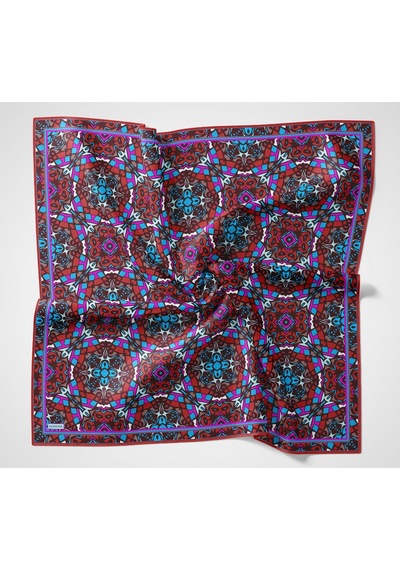 Silk Home Soft Eşarp Geometrik Bordo 90x90 Çok Renkli