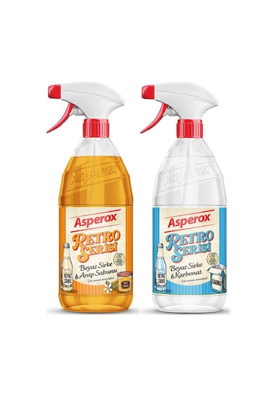 Asperox Retro Serisi 1 Litre Beyaz Sirke & Arap Sabunu Ve Beyaz Sirke & Karbonat 2'li Set