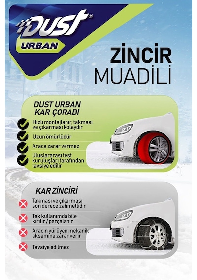 Kar Çorabı 195 55 Lastik R15 Jant Ölçülerine Uyumlu Yüksek Kaliteli Zincir Muadili Ürün Dust
