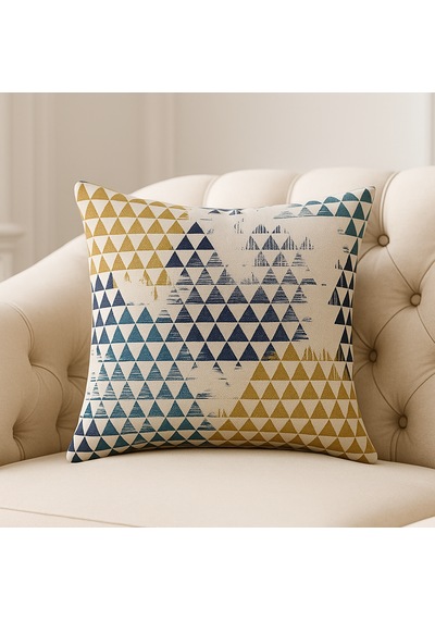 Geometrik Üçgen Desenli Modern Kırlent Kılıfı 45 x 45
