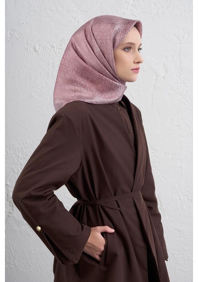 Armine Klasik Desen Twill İpek Eşarp -2025/2026 -94372d Gülkurusu-14