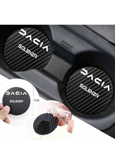 Dacia Solenza 7 Cm Karbon Araç Bardak Altlığı Dacia Solenza Yazılı Şık Ve Dayanıklı Tasarım 2 Adet 2 Adet