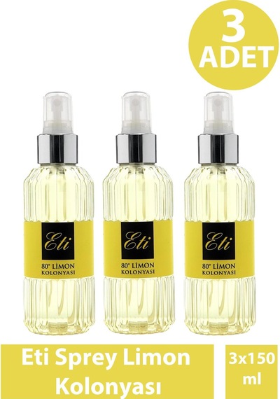 Eti Sprey Limon Kolonyası Pet 150 Ml 3 Adet