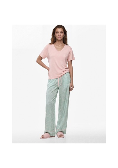 Koton V Yaka Kısa Kollu Çiçek Desenli Pijama Seti Çiçek Desenli 6slk50003mw Çok Renkli