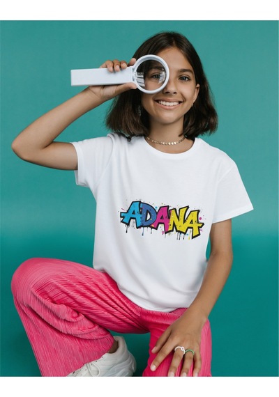 Alpşan Ticaret Renkli Adana Baskılı Tişört Adana Baskılı Tişört Adana T-shirt Yetişkin Unisex Tişört Beyaz