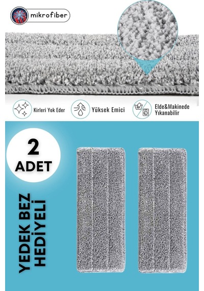 Grimorlife Style Flat Mop Temizlik Kova Paspas Seti Siyah Renk 9 Litre+ 2 Adet Yedek Mop Bezi