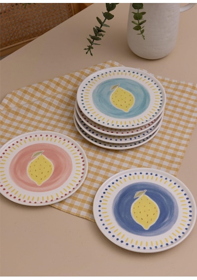 The Mia Itl0001 Italian Summer Pasta Tabağı 6lı Set 19 Cm Ekru