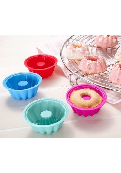 Silikon Mini Kek Pasta Kurabiye Kalıbı 6 Adet Muffin Cupcake Kalıbı Çok Renkli