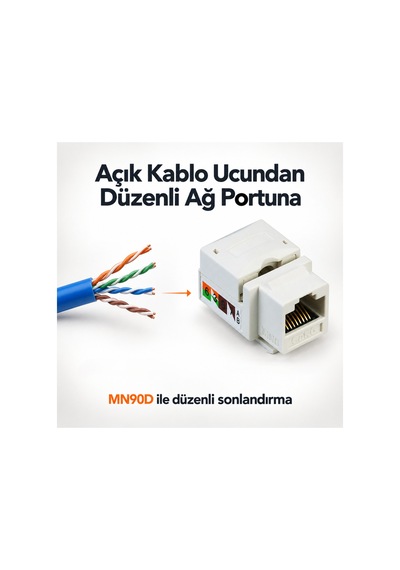 Mn6 Mn90d Cat6 Utp Rj45 90 Keystone Jack 8p8c Şase Ethernet Ağ Prizi Modülü 250 Mhz-20 Adet
