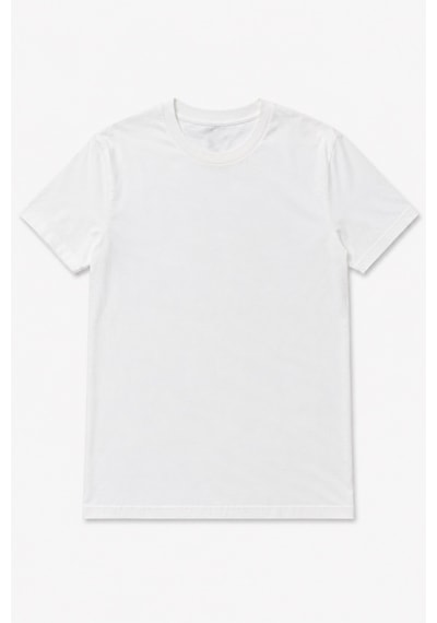 Bym Style Unisex Basic Beyaz Bisiklet Yaka Kısa Kollu Pamuklu Tişört
