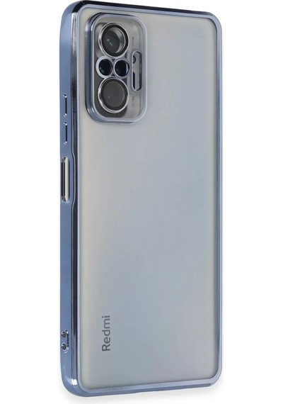 Newface Xiaomi Redmi Note 10 Pro Kılıf Razer Lensli Silikon - Açık Mavi