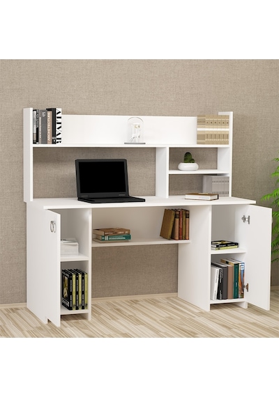 Kalenderdekor1 Kalender Dekor Lucas-Twins 145 Cm Çalışma Masası Lc01 Beyaz