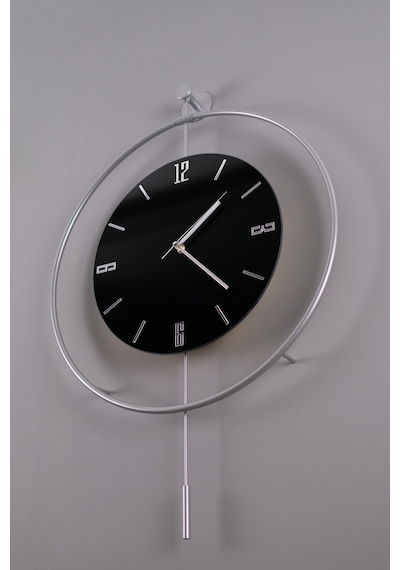 5'li Gümüş Siyah Kristal Elegante Set - Büyük Boy 50x75cm - Modern Duvar Saati Gümüş-siyah