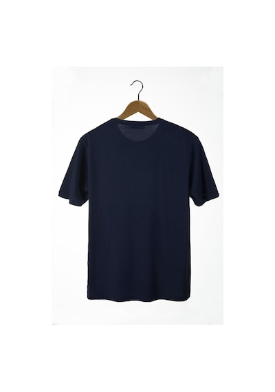 Kadın Lacivert Bisiklet Yaka Önü Anime Kızı Baskılı Oversize T-shirt Lacivert