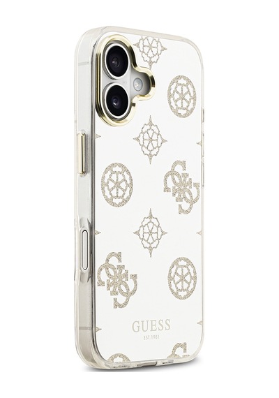 Apple Uyumlu iPhone 17 Kılıf Guess Lisanslı Metal Kamera Çerçeveli Simli Peony Aynalı Kapak Gold Gold
