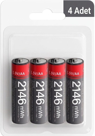 Yp88 4 Adet Şarj Edilebilir Yüksek Verimli 1430 Mah 1.5v Aa Pil - Siyah