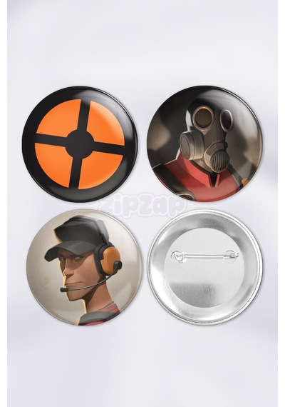 Team Fortress 2 Video Oyun Çanta Süsü İğneli Buton Rozet Seti 3 Adet Üçlü