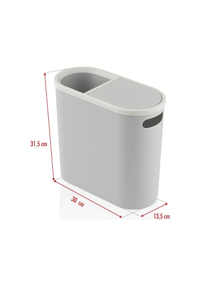Gri Kapaklı Wc Kağıtlıklı Çöp Kovası & Ofis Çöp Kovası 10 Lt Beyaz