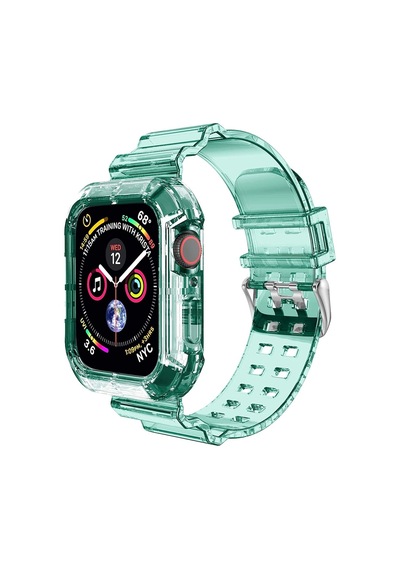 Microsonic Apple Uyumlu  Watch Series 3 38Mm Kordon Transparent Yeşil