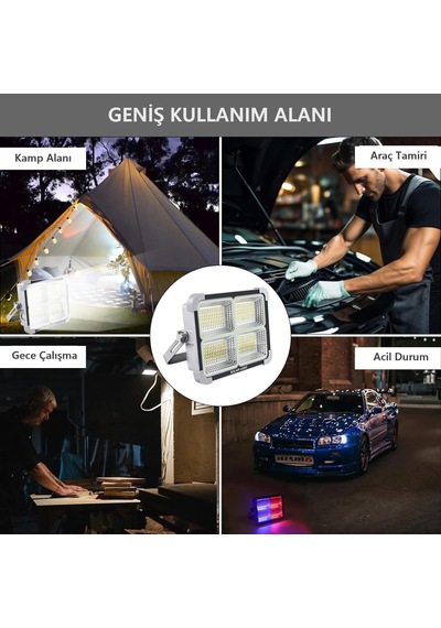 Seyyar Solar Led Projektör Gri Renk Cata 200w Güneş Enerjili Portatif Led Işık Taşınabilir Sokak Aydınlatması I