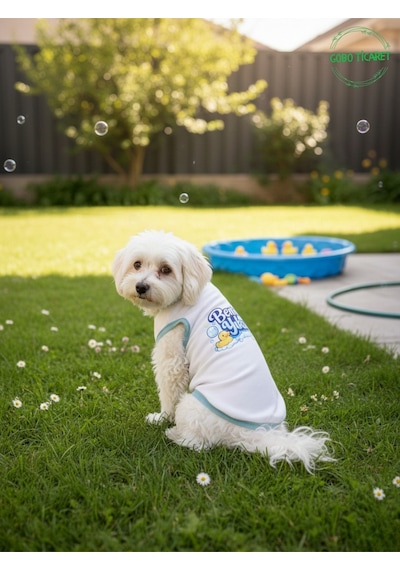 Beyaz Beni Yıka Baskılı Kedi Ve Köpek Kıyafeti Evcil Hayvan Tişörtü Elbisesi Medium/m/beden 2