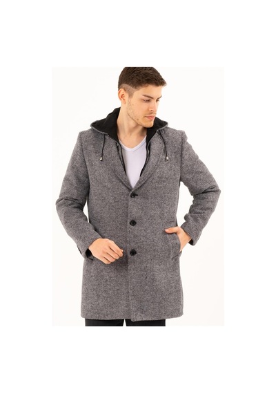 Plt8376 Dewberry Erkek Palto-Desenli Gri-Desenli Gri