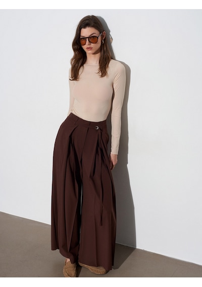 Dilvin 72665 İnce Kemerli Pantolon-kahve
