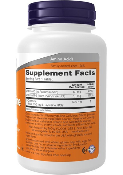 Now Foods L-cysteine 500 Mg 100 Tablets Usa Menşeii Dmmedicineden Orijinal Aromasız Now Foods L-cysteine 500 Mg 100 Tablets Usa Menşeii Dmmedicineden Orijinal Aromasız