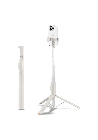 Kablosuz Bluetooth Selfie Çubuğu Uzaktan Kumandalı Tripod / 1.4 Metre Kolay Taşınabilir S541w Bej - Amp09337