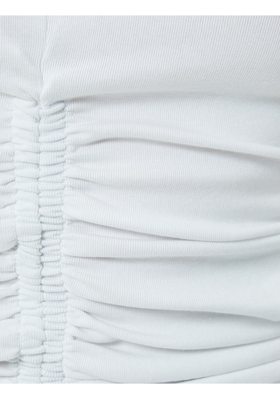 Koton Crop Fitilli Atlet Bisiklet Yaka Drapeli Pamuklu Beyaz 4sak10103ek Beyaz