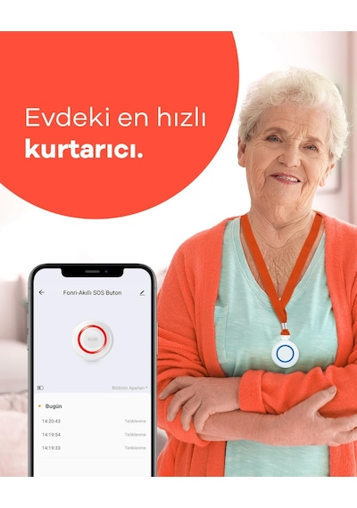 Fonri Akıllı Kablosuz Sos Panik Butonu Google Asistan Destekli, Wifi, Çoklu Bildirim, Pil Seviyesi, 2 Yıl Garantili, Tuya Destekli